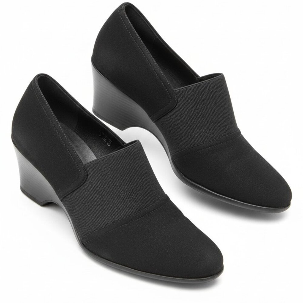 Coach and Four Black Slip-On Wedge Shoes Fabric Upper Comfort Loafer – Size 10